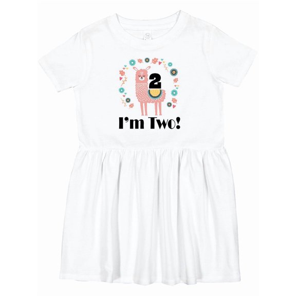 Inktastic 2nd Birthday Llama for Girl Girls Toddler Dress