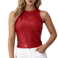 thumbnail image 2 of Lixiuxyad Camisoles For Women Fashion Sequin Camisole Summer Sleeveless Tank Top With Glitter Rhinestone Spaghetti Strap For Casual Party Wear,Red, 2 of 7