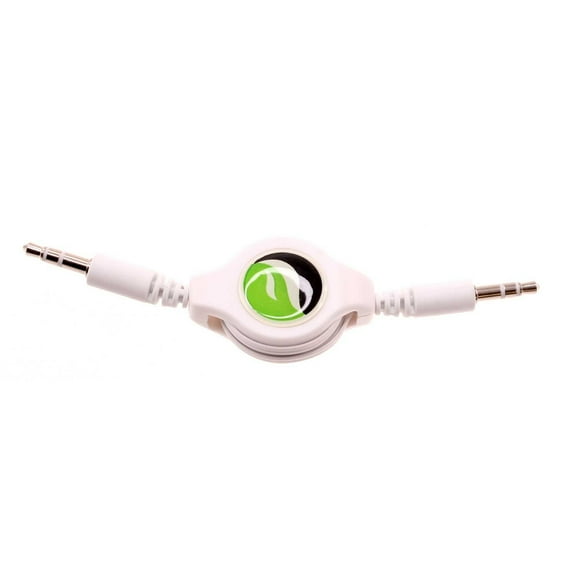 Retractable Aux Cable 3.5mm Adapter Car Stereo Aux-in Audio Cord Speaker Jack Wire White W5A for OnePlus 6 - Orbic Myra 5G UW - RED Hydrogen One - Samsung Galaxy Stardust Sol S5