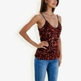 thumbnail image 4 of Women's Sequined Spaghetti Strap V-Neck Camisole Top for Party and Night Out- XX Large, Red, 4 of 7