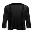 thumbnail image 5 of Ediodpoh Women's Summer Cardigan for Women Sweetheart Top Soft Solid Mesh Cardigan with Three Quarter Sleeves Black XXL, 5 of 5
