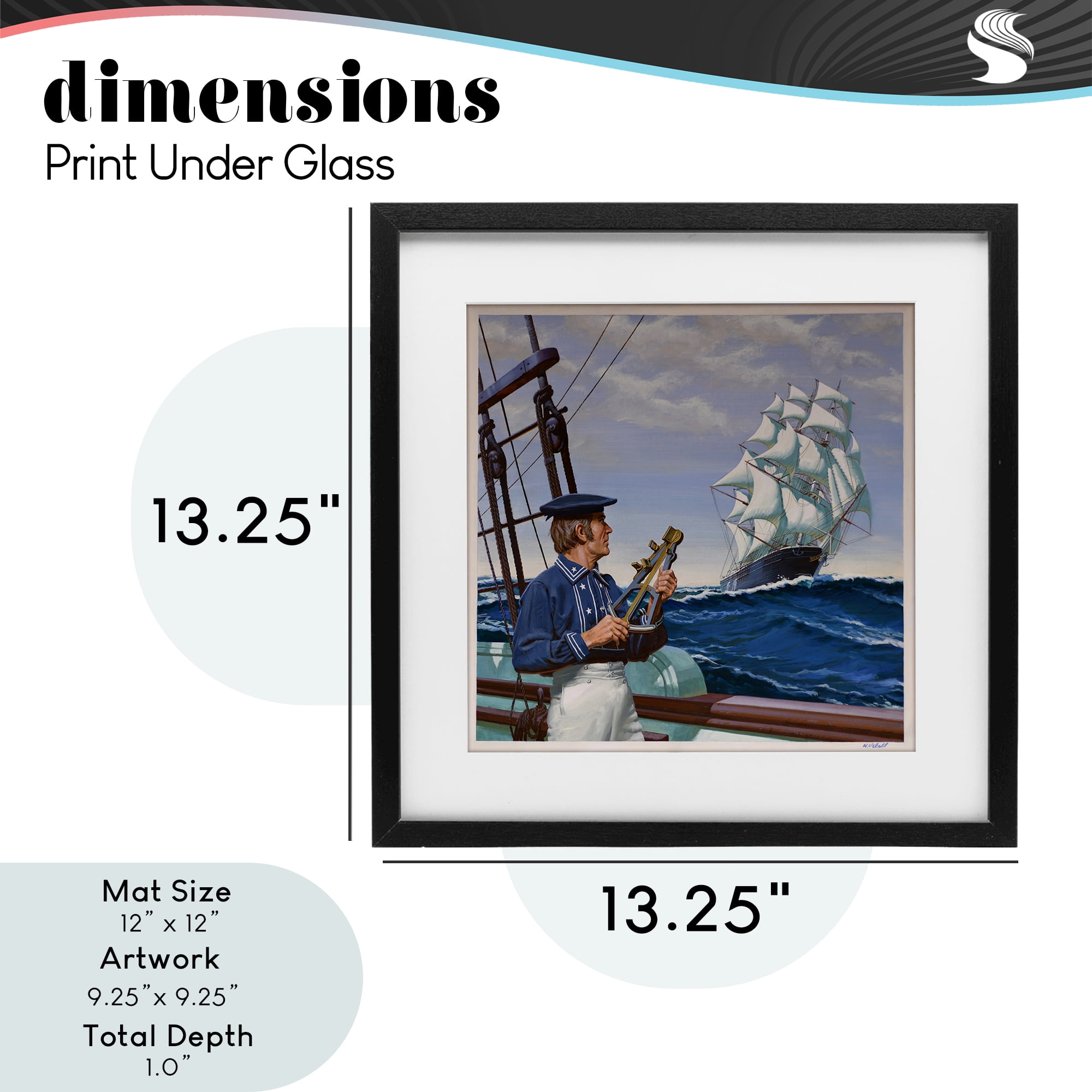 Flying Cloud Sailing Ship Black Framed Print Under Glass, design by Wind River Studios