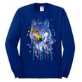 thumbnail image 2 of Wolf Painting Splatter Abstract Art Animal Lover Mens Long Sleeve Shirt, Royal, X-Large, 2 of 3