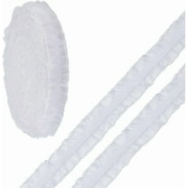 25 Yards White Elastic Ruffled Lace Ribbon 1 Inch Polyester Stretch Double Pleated Lace Organza Sewing Trim Tape for DIY Clothing Dress Hat Home Decor Accessories and Gift Wrapping White