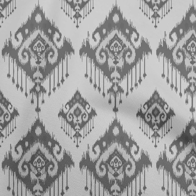 oneOone Velvet Gray Fabric Asian Ikat Craft Projects Decor Fabric Printed By The Yard 58 Inch Wide