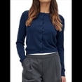 thumbnail image 2 of Cárdigan Corto para Mujer, Suéter de Punto de Larga con Botones para Vestidos y Jeans. Azul Marino S, 2 of 10