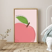 PixonSign Framed Canvas Print Wall Art Pink Apple Close-Up Food Fruit Illustrations Modern Art Contemporary Colorful Multicolor Ultra for Living Room, Bedroom, Office - 24"x36" Natural
