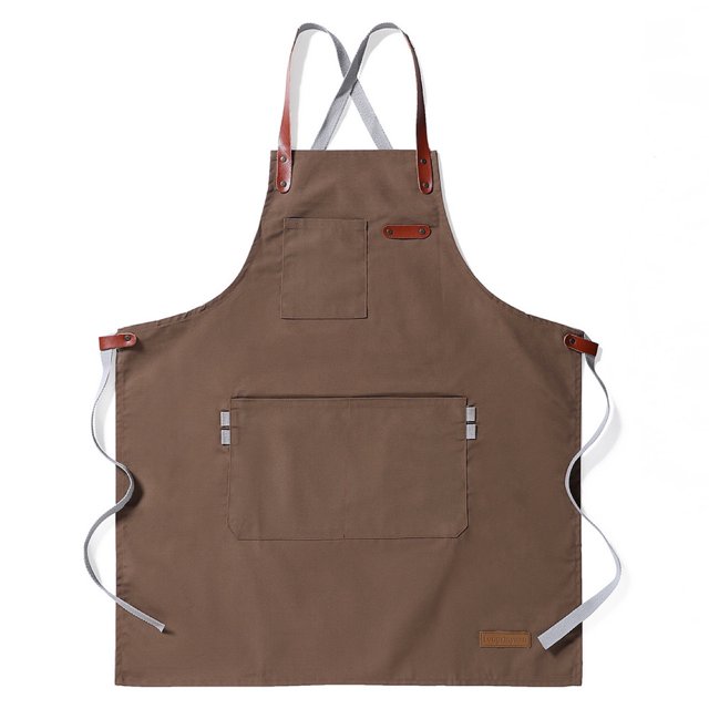 Delantal de lona para hombre y mujer, ajustable con bolsillos