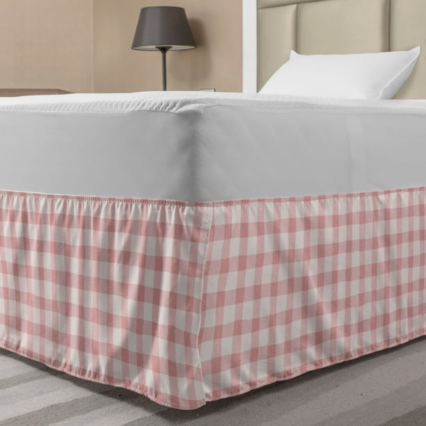 Abstract Bed Skirt, Pastel Gingham Childish Pattern ...