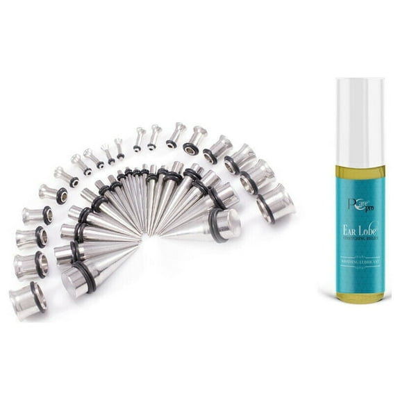 Tapers and Tunnels Ear Stretching Kit 36 Pieces &pcare soothing lubricant