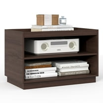 Stackable Storage 2-Shelf, 28" Wide Storage Bins with Open Compartment for Closet Organizers, Wood Stackable Closet Organizer Modern Large Stackable Storage Units for Living Room Hallway, Brown