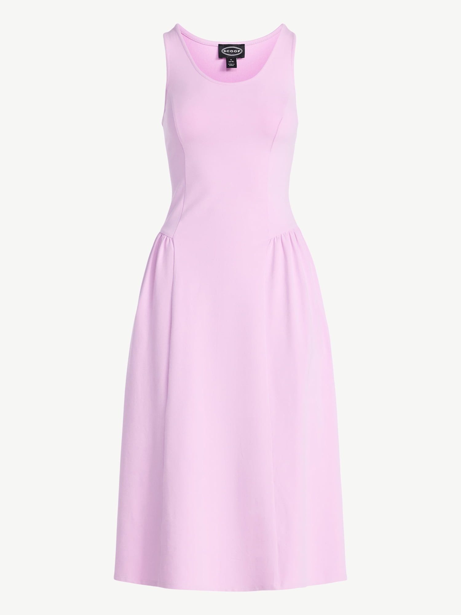 Scoop Women's and Women's Plus Stretch Cotton Blend Midi Basque Dress, Sizes XS-4X