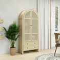 thumbnail image 2 of Living Room Cabinets 70.28" Tall Arched Kitchen Pantry, Arched Storage Display Cabinet with 2 Drawers & Adjustable Shelves,Rattan Door Versatile Storage Cabinet for Kitchen, Dining Room, Living Room,, 2 of 23