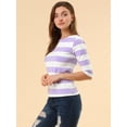 thumbnail image 4 of Dde San Patricio Camisecon mangas de codo pamujer Camisebásiinformal con cuello de barco y corte ajustado Blanco VioleL, 4 of 6