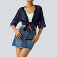 thumbnail image 2 of Coduop Women Open Front Shrug Short Sleeve Lace Patchwork Sheer Bolero Cover Up, 2 of 6