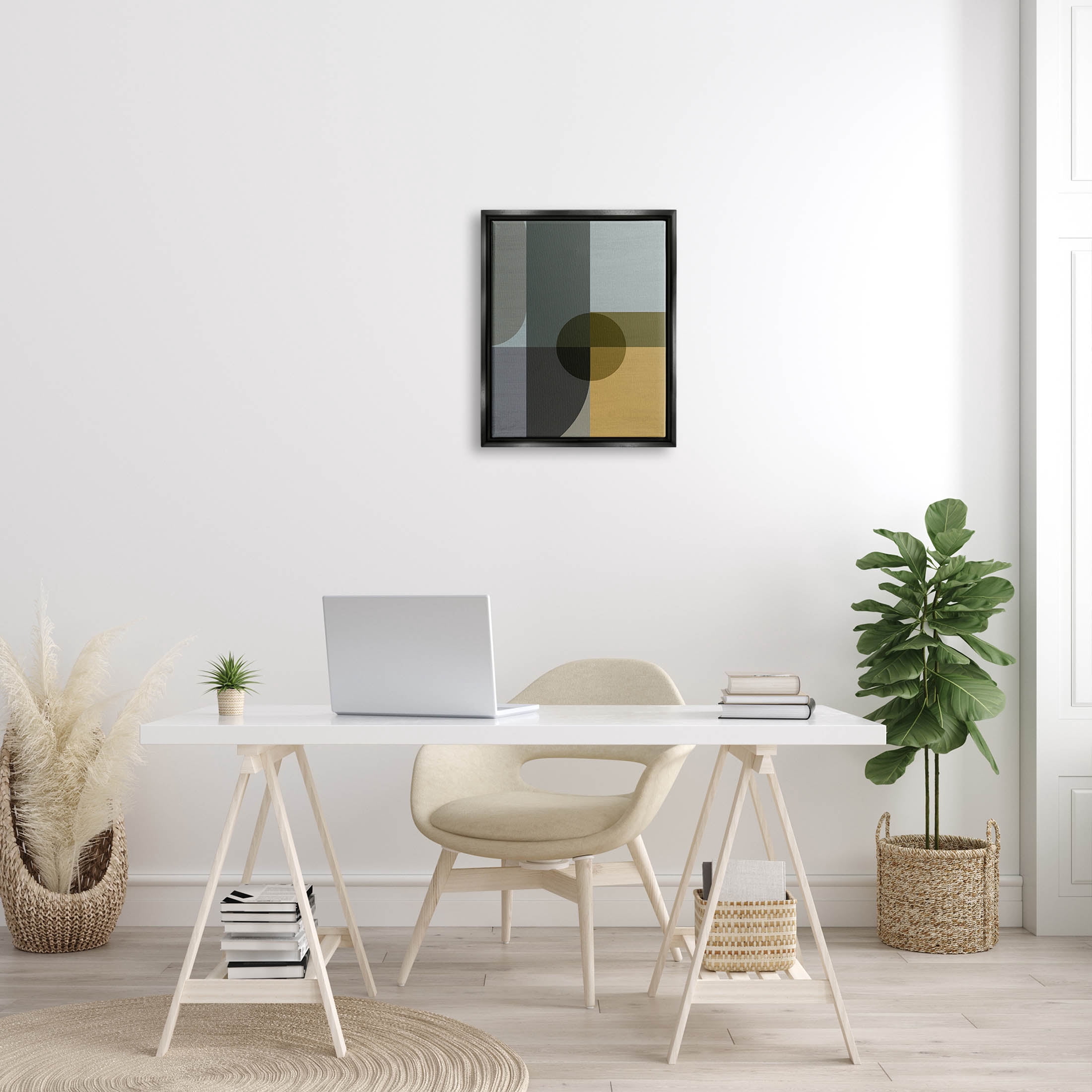 Geometric Arched Contemporary Shapes Abstract Graphic Art Jet Black Framed Art Print Wall Art