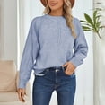 thumbnail image 2 of FYDUU Womens Sweaters Tops Trendy Women's Knitted Pullover Sweater Casual Loose Fit Hollow Out Round Neck Long Sleeve Shirts Autumn Comfortable Soft Top Basic Knit Sweater, 2 of 7