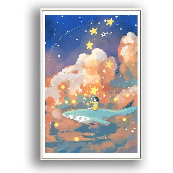 IDEA4WALL Framed Canvas Wall Art for Living Room, Bedroom Whale Canvas Prints for Modern Home Decoration Ready to Hang