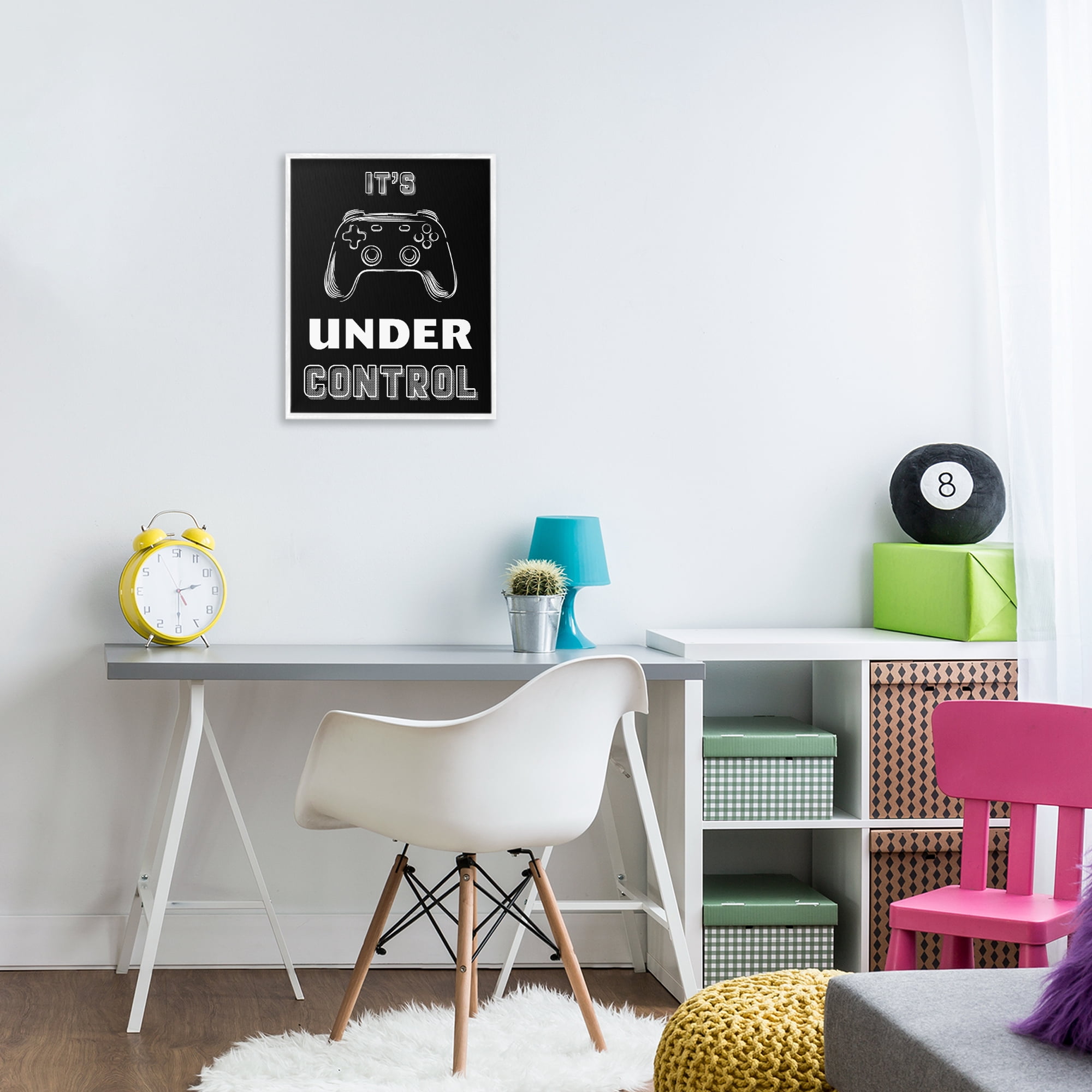 Stupell Industries Under Control Gamer White Framed Giclee Art, design by Marcus Prime