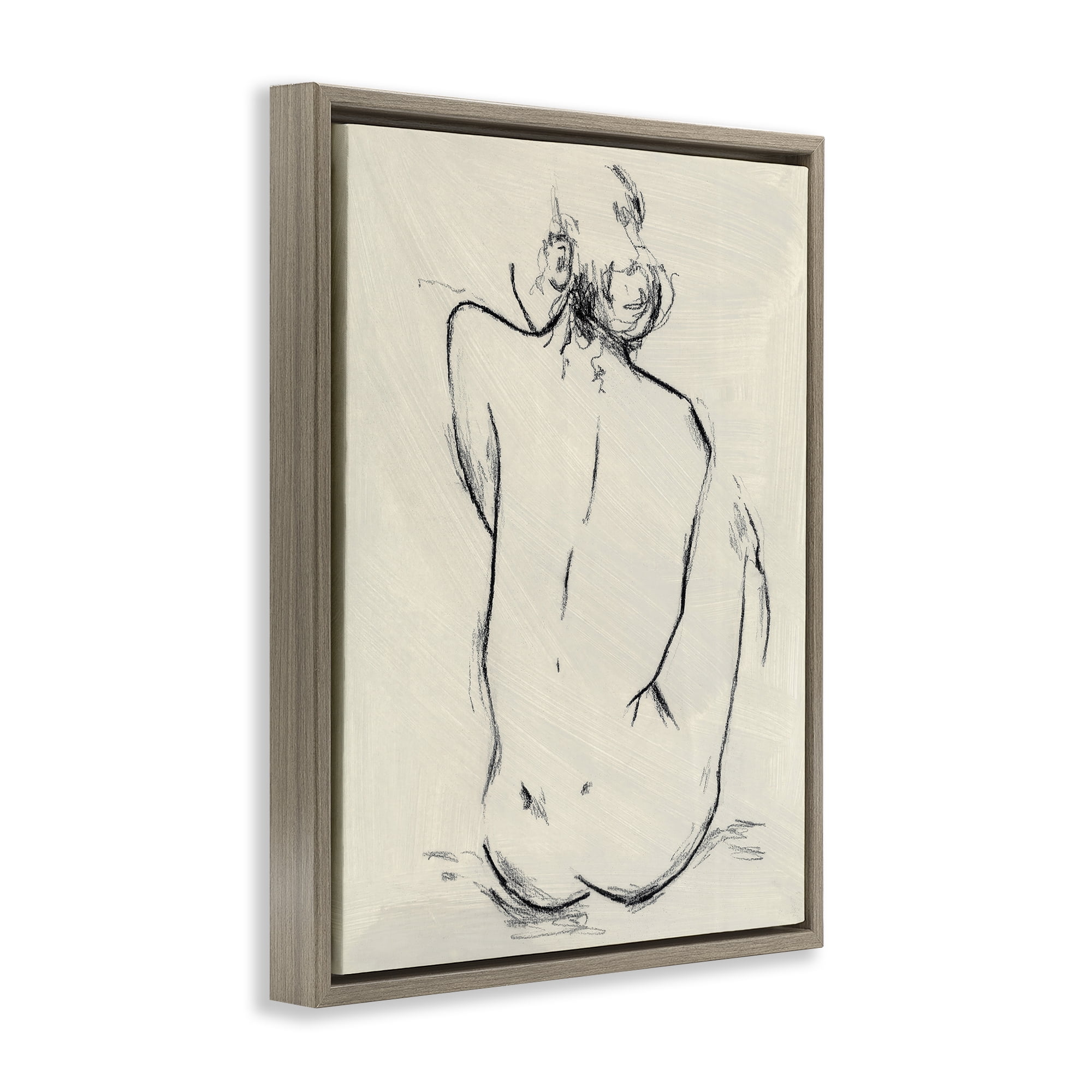 Stupell Industries Nude Sitting Study Brown Framed Floater Canvas Wall Art, design by Chloe Elliot