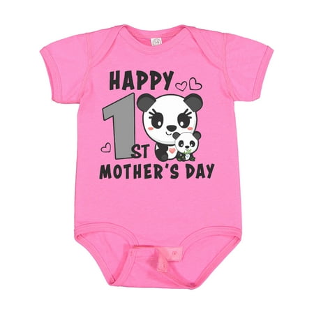 

Inktastic Happy First Mothers Day with Panda Bears Gift Baby Boy or Baby Girl Bodysuit