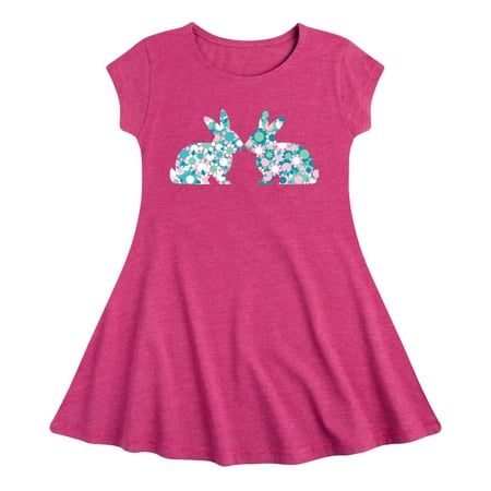 

Instant Message - Flower Bunnies - Toddler And Youth Girls Fit And Flare Dress