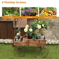 thumbnail image 5 of Patiojoy Wooden Garden Flower Planter Wagon Wheel Plant Bed Decorative Garden Planter for Backyard Garden Brown, 5 of 9