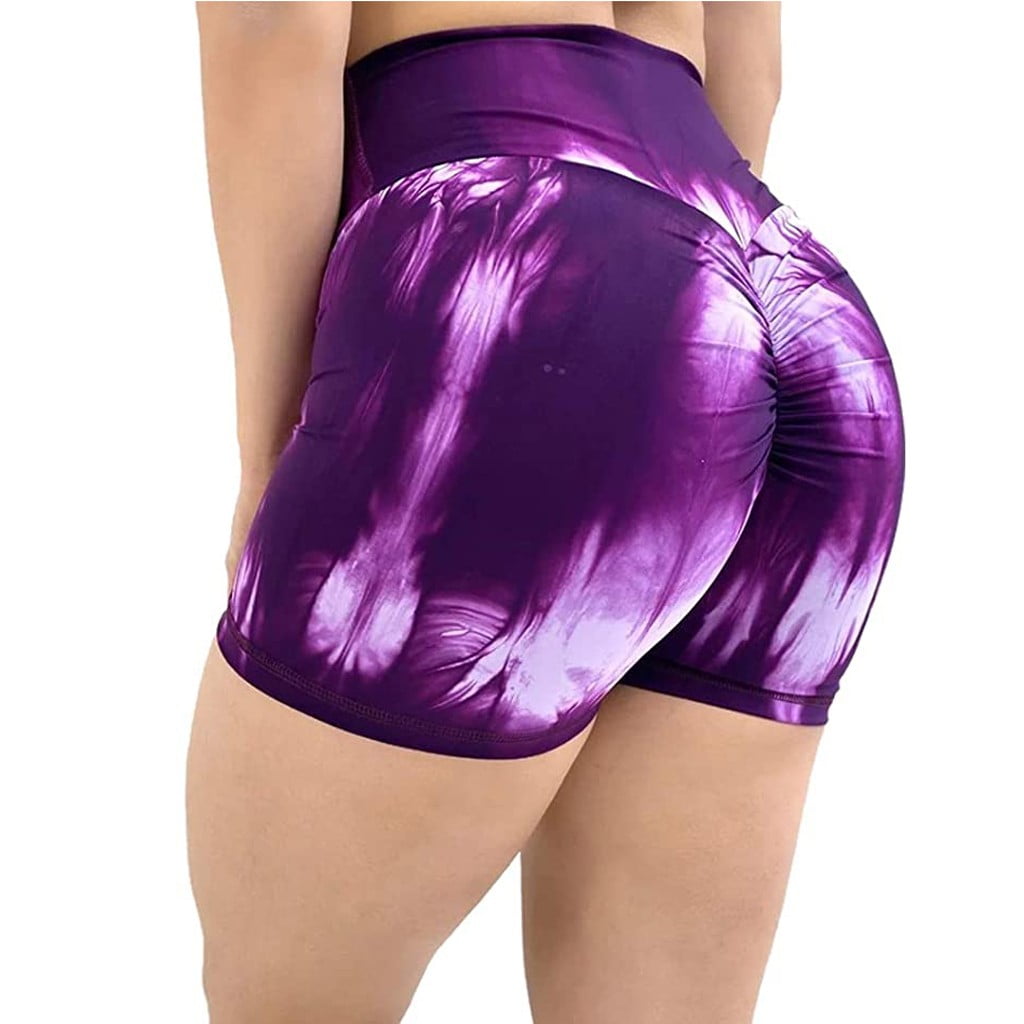 Running Shorts Womens High Waisted Tie-Dye Booty Summer Yoga Workout Pants