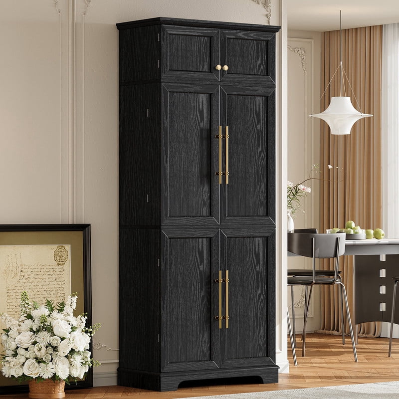 Farmhouse Kitchen Pantry with Drawers, Sideboard Storage Cabinet with Adjustable Shelves, Freestanding Versatile Cupboard
