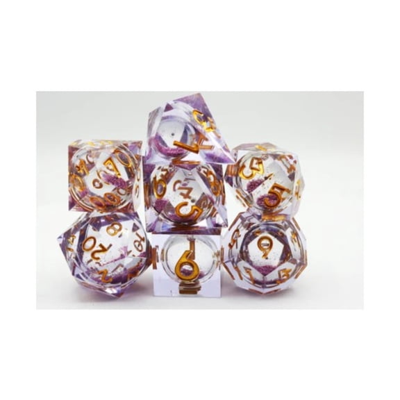Foam Brain Games Sharp Edge Liquid Core Poly Set - Purple w/Gold (7) New