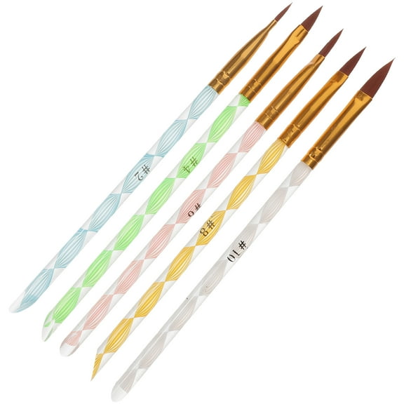 HONITANO 5Pcs Carving Pen Brush Set for Nail Art Gel Carving Cuticle Pusher with Spade-Shape End Handle Assorted Color