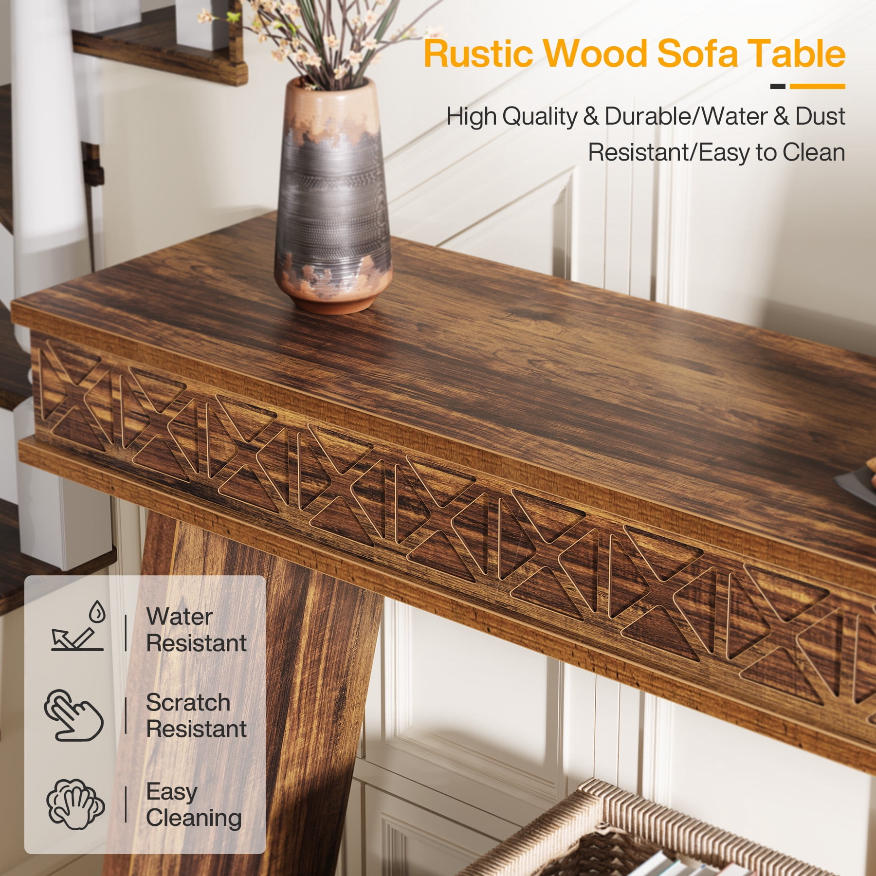 Tribesigns 70.87-Inch Entryway Table, Narrow Console Table with Storage, Dark Brown