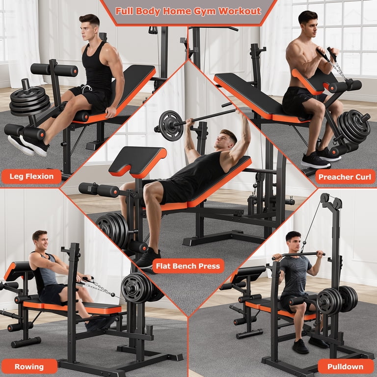 Gikpal 10-in-1 Multi-Function Weight Bench with Lat Pulldown, 880 lbs photo 8