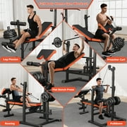 GIKPAL 800lbs 10-in-1 Multi-Function Adjustable Weight Bench Press Set with Row Machine & Lat Pull Down,Full Body Strength Training Workout Bench Exercise Equipment with Leg Developer, Preacher Curl