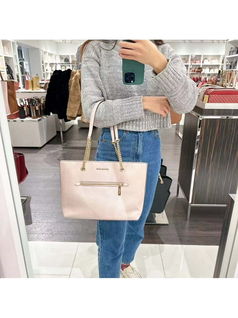 Michael Kors Jet Set Medium Powder Blush Leather Front Zip