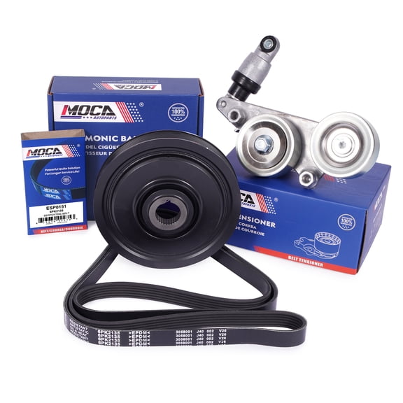 MOCA AUTOPARTS Harmonic Balancer with Serpentine Belt Component Kit Fit for 2006-2008 Honda Pilot 3.5L & 2005-2007 Honda Odyssey 3.5L