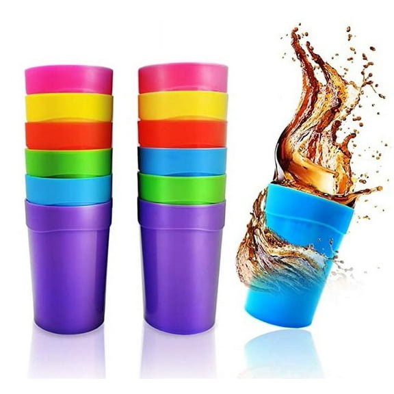 12 Packs Unbreakable Plastic Cups, Reusable Party Cups, Plastic 13.5 oz Drinking Cup for Kids Birthday Parties, Assorted Colored Cups,Plastic Reusable Cups,Christmas Gifts
