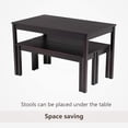 thumbnail image 6 of Mecor 3PC Dining Set Wood Dining Table with 2 Benches (Black), 6 of 6