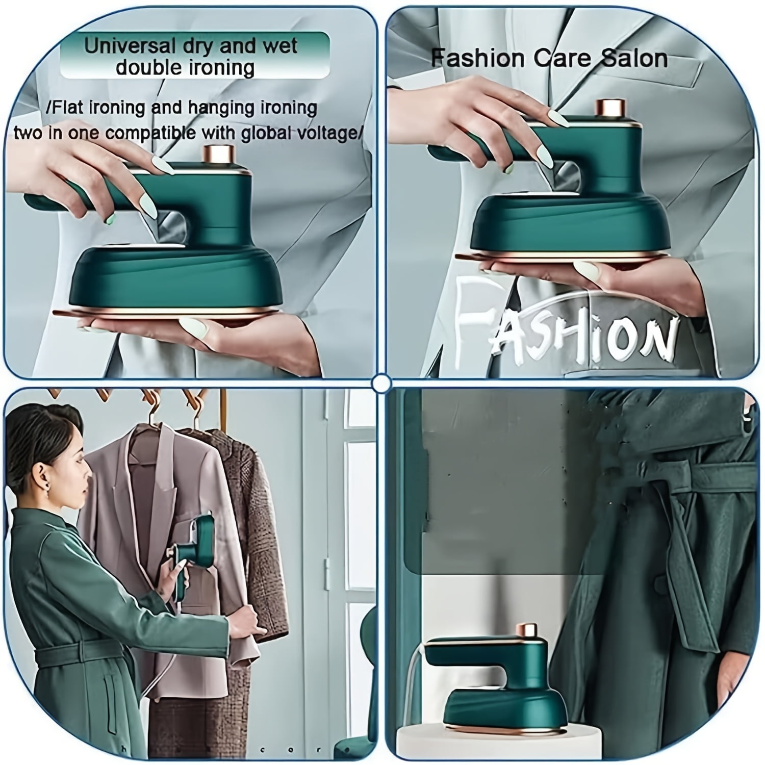 Portable Handheld Garment Mini Electric Iron, Travel Steamer Iron for Clothes Mini, 10S Fast Heating Powerful Wrinkle Remover, 180° Rotating Handle for Home, Travel, Apartment, Hotels