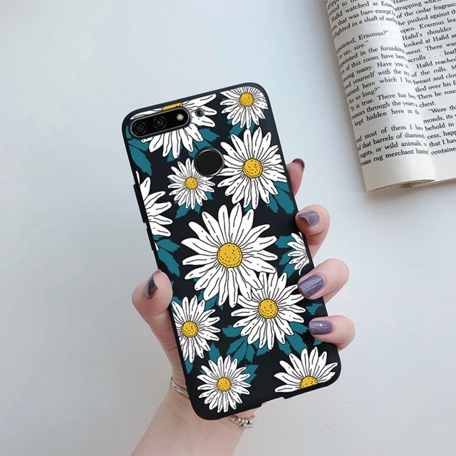 For Huawei Y7 Prime 2018 Case Cartoons Cover Soft Silicone Matte Heart Print Phone Case For Huawei Y 7 Y7 Prime 2018 Back Cover Black-C05 Y7 Prime 2018