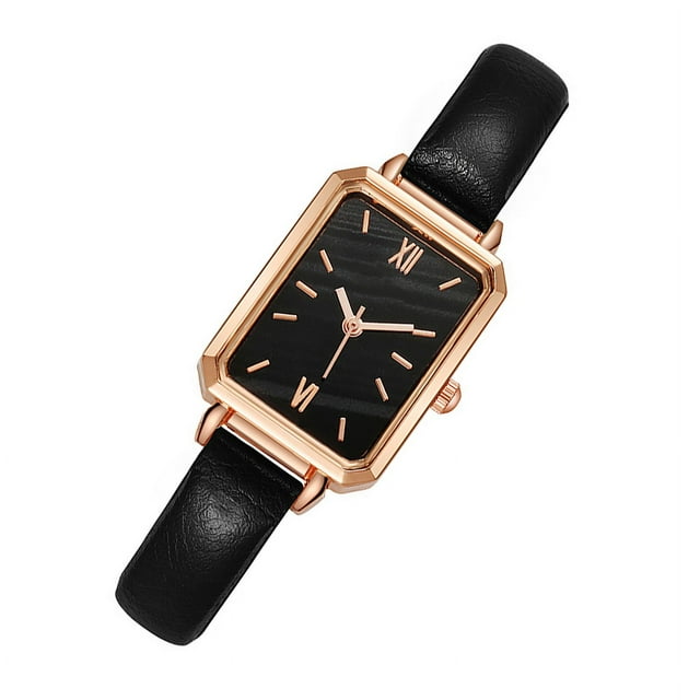 Reloj pequeño elegante Bling Bling estilo Vintage rectangular Acero inoxidable negro