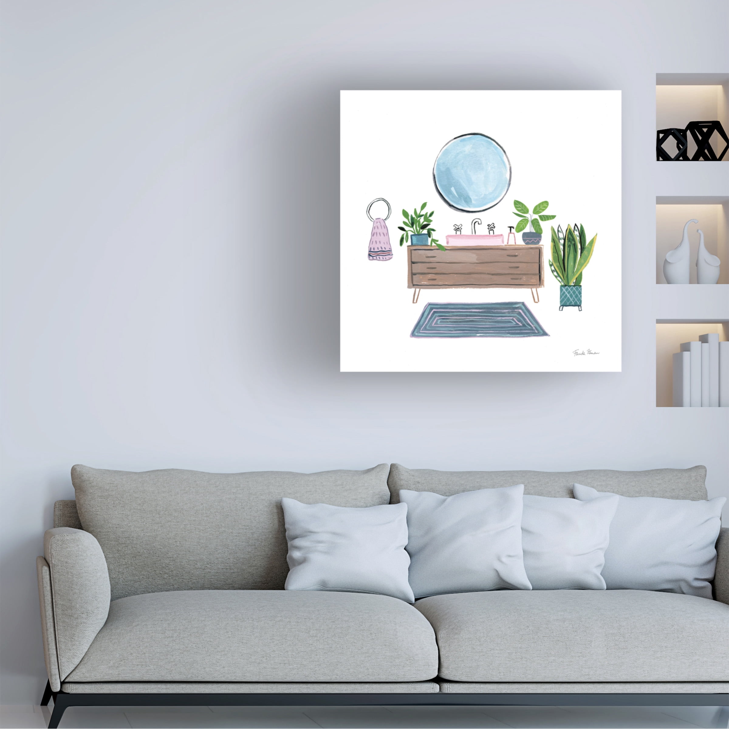 Farida Zaman 'Green Bathroom I' Canvas Art