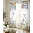 thumbnail image 5 of Watercolor Floral Sheer Curtains 84 Inch Length 2 Panels Set for Living Room/Bedroom, Spring Daisy Sunflowers Wisteria Hummingbird Kitchen Curtains Grommet Curtains Window Treatments 42"x84"x2, 5 of 7