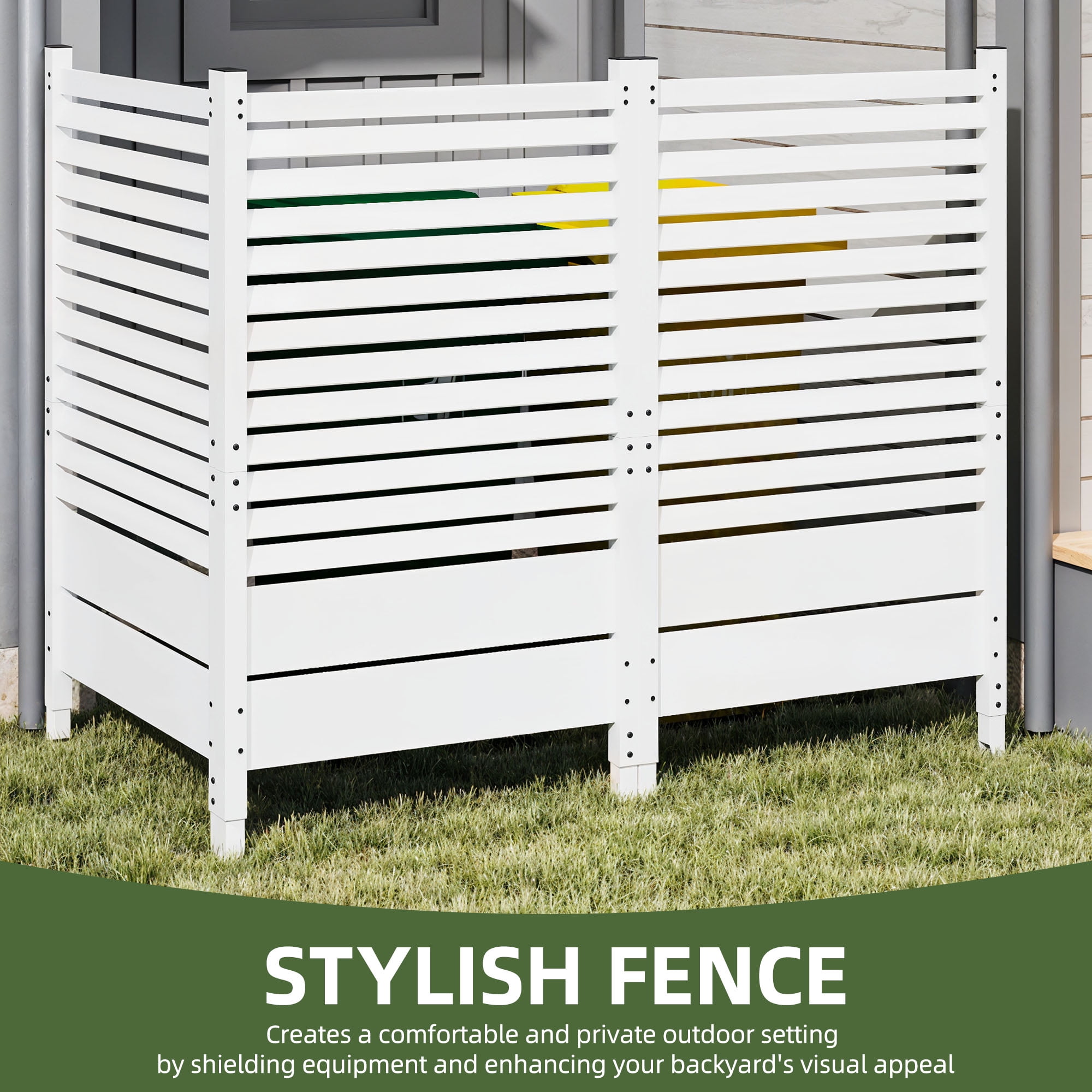 Uforic 1 Pcs Wood Privacy Fence Panel for AC Unit, Backyard, Patio Screen,  60"H x 38"W, White