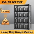 thumbnail image 6 of Metal Garage Storage Shelves Heavy Duty Shelving Unit 5 Tier Steel Adjustable Organizing Shelves 2500 LBS Capacity  Shelving Ideal for Garage Tote Basement Pantry Outdoor, 71”H*36”W*16”D, 6 of 16