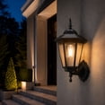thumbnail image 3 of Outdoor Solar Wall Lamp with Clear Glass Panels and Motion, Black Vintage Wall Sconce for Front Porch Lighting, 3 of 5
