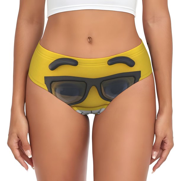 Balery Smiling With Sunglasses Ropa Interior de Algodón para Mujer con Dibujo – Braguitas Cómodas y Elásticas, Estilo Clásico-X-Large