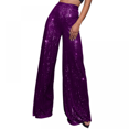 thumbnail image 3 of Pantalones casuales con lentejuelas brillantes para mujer, pantalones acampanados de cintura alta, pantalones elásticos sueltos y anchos para discoteca, ropa de club, disfraces de Halloween, 3 of 5