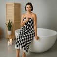 thumbnail image 5 of 2 Piece Large Black and White Bath Towels Set - 27”x55” Highly Absorbent 600GSM Cotton Checkered Towels for Bathroom Decoration, Retro Checkered Design, 5 of 7