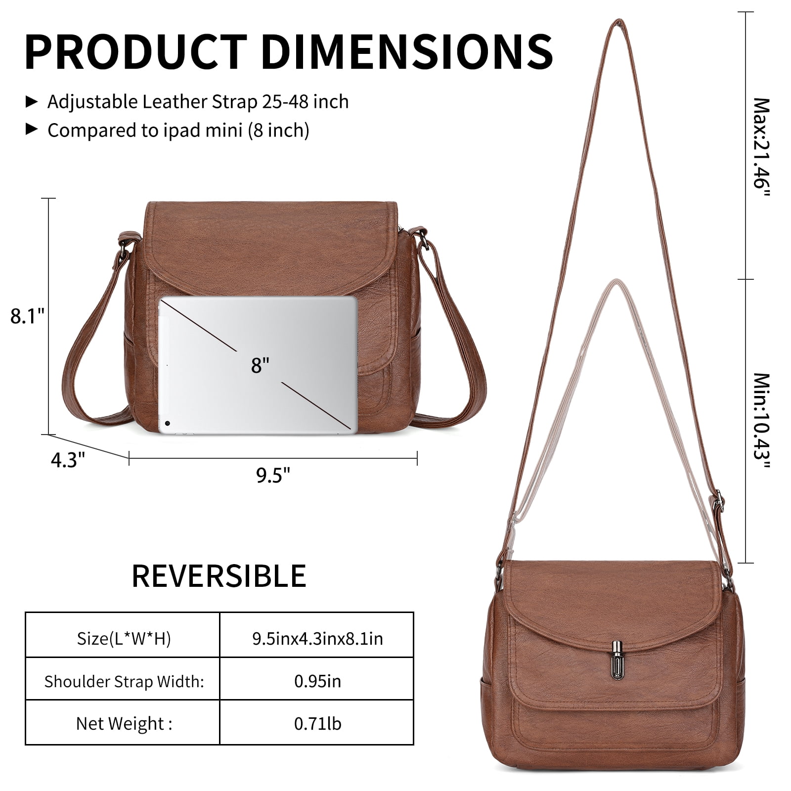 SENDEFN Crossbody Purses for Women Trendy Soft Leather Medium Handbags and Multi Pocket Shoulder Bag